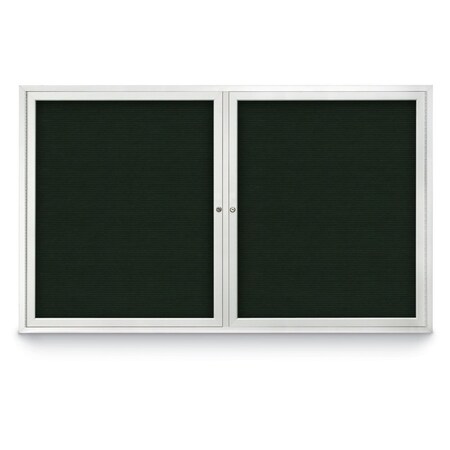 United Visual Products 96"x48" 2-Door Enclosed Outdoor Letterboard, Green Felt/Satin UV1162DDD9648-SATIN-GREEN